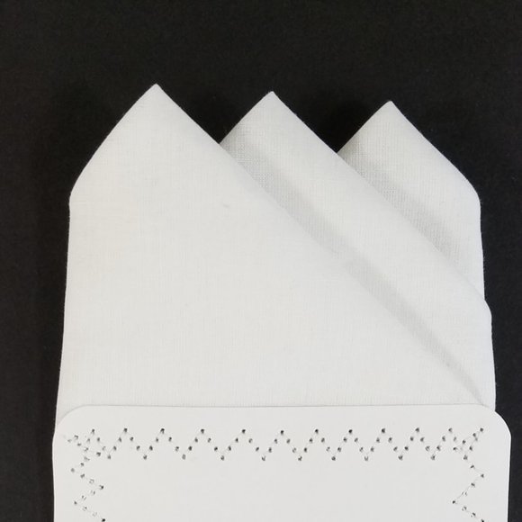 NEW White 100% Cotton Pre-Folded Pocket Square Handkerchief Insert - Picture 6 of 8